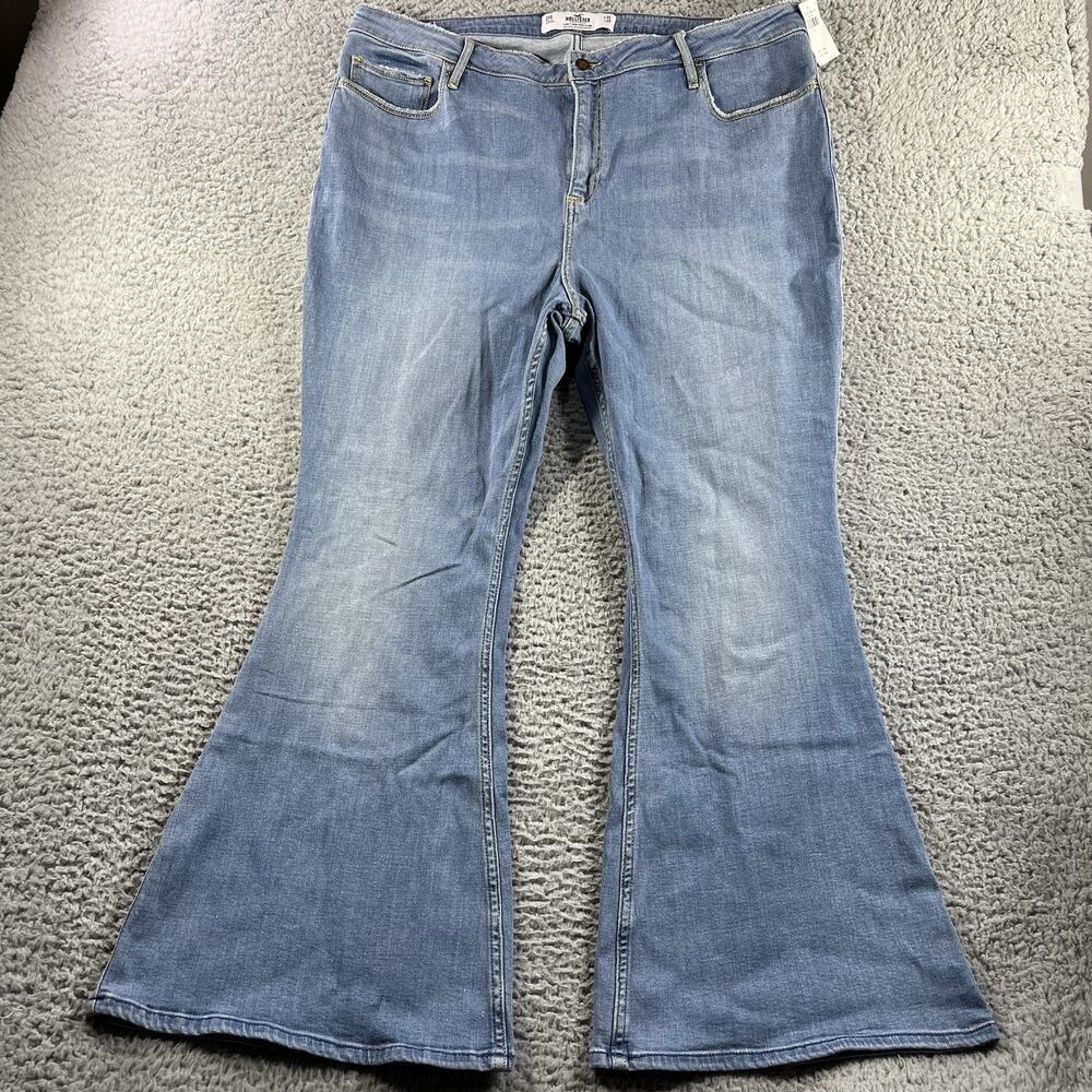HOLLISTER JEANS WOMENS 21S BLUE CURVY HIGH RISE FLARE FITS 40x29 NWT NEW DENIM